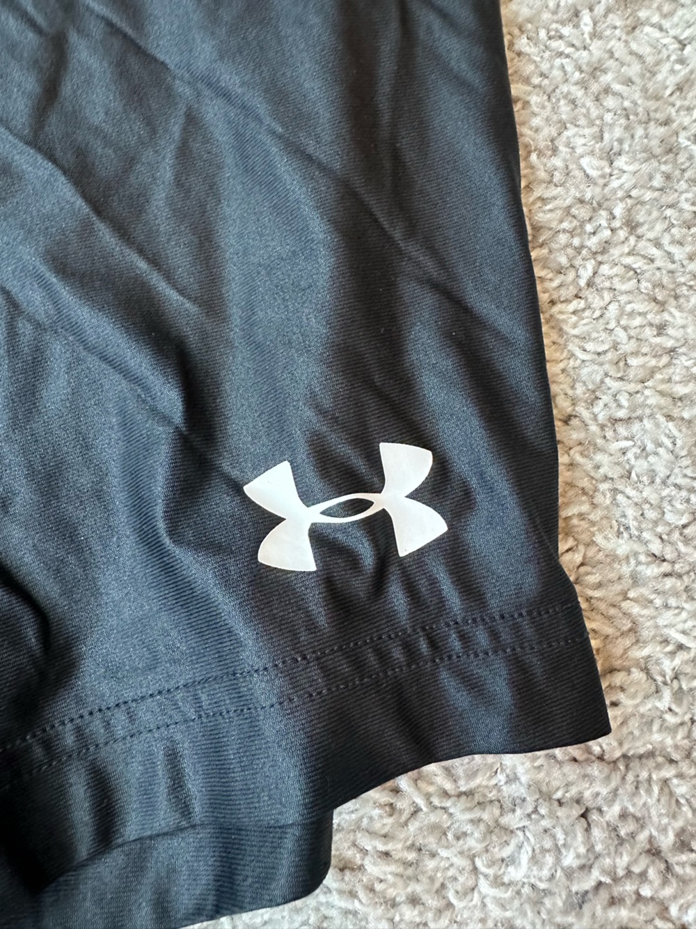 Under Armour Black Compression Shorts with White Logo - Picture 2 of 3